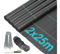 Harbour Housewares 110Gsm Weed Control Membrane Set - 2M X 100M Coverage (4 Rolls) Heavy Duty Weed Control Fabric Barrier Cover