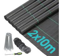 Harbour Housewares 110Gsm Weed Control Membrane Set - 2M X 50M Coverage (5 Rolls) Heavy Duty Weed Control Fabric Barrier Cover