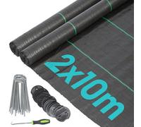 Harbour Housewares 110Gsm Weed Control Membrane Set - 4M X 10M Coverage (2 Rolls) Heavy Duty Weed Control Fabric Barrier Cover