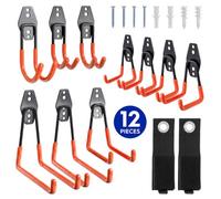 Harbour Housewares 12 Piece Garage Hook Set - 5 Sizes - Black/orange