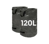 Harbour Housewares 120L Garden Waste Bags With Handles - Black - 2X Large Strong Reusable Plastic Gardening Rubbish Refuse Sacks