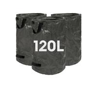 Harbour Housewares 120L Garden Waste Bags With Handles - Black - 3X Large Strong Reusable Plastic Heavy Duty Gardening Rubbish Refuse Sacks