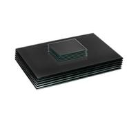 Harbour Housewares 12Pc Glass Placemats & Coasters Set - 30 X 20Cm Black Dining Table Protection Place Mats Cup Drink Coasters