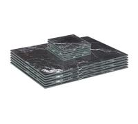 Harbour Housewares 12pc Glass Placemats & Coasters Set - 30 x 20cm | Black Marble Rectangular Tempered Heat-Resistant Non-Slip Place Mat & Square Coasters Home Kitchen Table Plate Place Mat