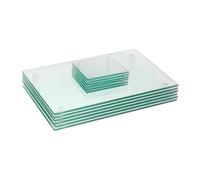 Harbour Housewares 12Pc Glass Placemats & Coasters Set - 30 X 20Cm Clear Dining Table Protection Place Mats Cup Drink Coasters