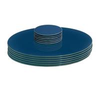 Harbour Housewares Round Glass Placemats & Round Coasters Set - 30cm - Hague Blue - 12pc Tempered Heat-Resistant Non-Slip Rectangle Indoor Home Kitchen Dining Table Dinner Plate Place Mat Mats Set