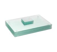 Harbour Housewares 12Pc Glass Placemats & Coasters Set - 40 X 30Cm Clear Dining Table Protection Place Mats Cup Drink Coasters