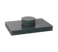Harbour Housewares 12Pc Glass Placemats & Round Coasters Set - 30 X 20Cm Grey Dining Table Protection Place Mats & Coasters