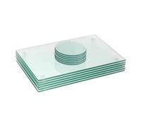 Harbour Housewares 12pc Glass Placemats & Round Coasters Set - 30 x 20cm Protection Mats in Clear | Size: 30 x 20 cm Harbour Housewares Clear 30 x 20 cm