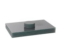 Harbour Housewares 12Pc Glass Placemats & Round Coasters Set - 40 X 30Cm Grey Dining Table Protection Place Mats & Coasters