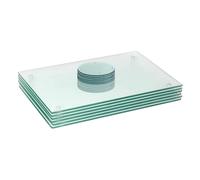 Harbour Housewares 12pc Glass Placemats & Round Coasters Set - 40 x 30cm Protection Mats in Clear | Size: 40 x 30 cm Harbour Housewares Clear 40 x 30 cm