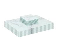 Harbour Housewares 12Pc Glass Placemats & Square Coasters Set - 30 X 20Cm Marble Dining Table Protection Place Mats & Coasters