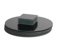Harbour Housewares 12Pc Round Glass Placemats & Coasters Set - 30Cm Black Dining Table Protection Place Mats Cup Drink Coasters