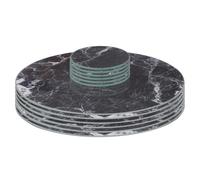 Harbour Housewares 12Pc Round Glass Placemats & Round Coasters - 30Cm Black Marble Dining Table Protection Place Mats Coasters