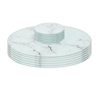 Harbour Housewares 12Pc Round Glass Placemats & Round Coasters - 30Cm Marble Dining Table Protection Place Mats Coasters