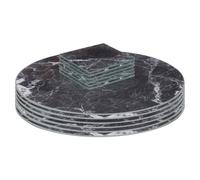Harbour Housewares Round Glass Placemats & Square Coasters Set - 30cm - Black Marble - 12pc Tempered Heat-Resistant Non-Slip Rectangle Indoor Home Kitchen Dining Table Dinner Plate Place Mat Mats Set