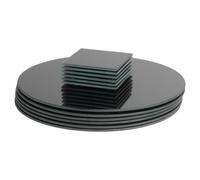 Harbour Housewares 12pc Round Glass Placemats & Square Coasters - 30cm Protection Mats in Black Harbour Housewares Black
