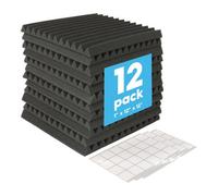 Harbour Housewares 12X Acoustic Panels - 2.5 X 30 X 30Cm (1" X 12" X 12") - Noise Dampening Studio Foam Tile Soundproofing Pad