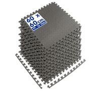 Harbour Housewares 12X Interlocking Gym Flooring Mats - 60 X 60Cm - Large Heavy Duty Eva Non-Slip Rubber Matting Floor Tiles