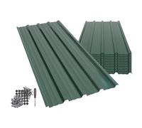 Harbour Housewares 14-Pack Corrugated Metal Roofing Sheets - Green - Galvanised Steel Waterproof Rust-Resistant Heavy Duty Panels 110x46cm for Shed Outbuilding Shelter Roof Repair