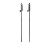Harbour Housewares Metal Garden Torches - Cylinder - Pack of 2-146cm Silver Garden Torches Lighting Modern Outdoor Lighting Paraffin Oil Lamp Candle Flame Lantern for Parties, Outdoor Events, BBQs