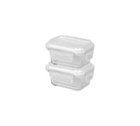 Harbour Housewares 150Ml Glass Food Storage Containers With White Lids - Reusable Airtight Meal Prep Tubs Microwave And Freezer Safe - Pack Of 2