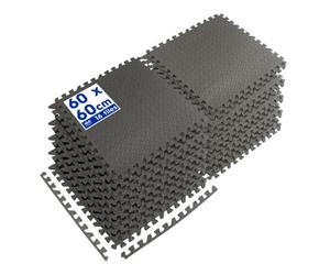 Harbour Housewares 16X Interlocking Gym Flooring Mats - 60 X 60Cm - Large Heavy Duty Eva Non-Slip Rubber Matting Floor Tiles
