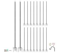 Harbour Housewares 18X Outdoor Festoon Poles With Interchangeable Heads - 0.6-2.5M Tall Heavy-Duty Shepherd Hook Garden Pole Hooks