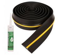 Harbour Housewares 1x Universal Garage Door Seal Strip - 10ft / 3.05m | With Adhesive, Black/Yellow, Rubber Draught Draft Excluder Insulation Threshold Bottom Floor Guard, Weather Rain Barrier