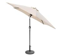 Harbour Housewares 2.7M Tilting Garden Parasol and Base Set - Natural - Crank Handle Patio Umbrella Outdoor Sun Shade Adjustable 30° Tilt UPF50+ UV Protection Water-Resistant with Air Vent & Carry Bag