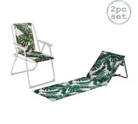 Harbour Housewares 2 Piece Folding Beach Furniture Set - Banana Leaf