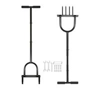 Harbour Housewares 2-Piece Lawn Aerator Set - Manual Hollow Tine Corer & Spike Aerator with T-Handle & Foot Bar - 24.5cm x 103cm Steel Lawn Aeration Tools for Soil Compaction, Overseeding, Drainage