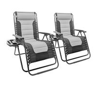 Harbour Housewares 2 Piece Padded Zero Gravity Chair Set in Grey Harbour Housewares Grey