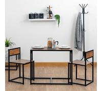 Harbour Housewares 2 Seater Compact Dining Set - Brown/black - Metal Frame Mdf Space Saving Compact Dinner Set With Chairs