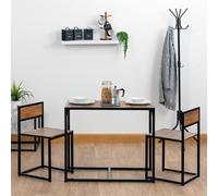 Harbour Housewares 2-Seater Compact Dining Set - Metal & MDF Space Saving Dinner Set in Brown Harbour Housewares Brown