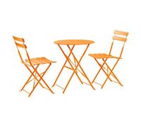 Harbour Housewares 2 Seater Sussex Bistro Set Round Folding Metal Garden Table & Chairs Patio Balcony Furniture Orange