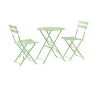Harbour Housewares 2 Seater Sussex Bistro Set Round Folding Metal Garden Table & Chairs Patio Balcony Furniture Green