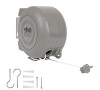 Harbour Housewares 2 x 15m Retractable Dual Cord Washing Line - Grey Heavy Duty Wall Mounted Extendable Clothesline Twin Clothes Airer - Indoor Outdoor Laundry Drying Reel with Strong PVC Cords