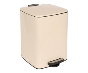 Harbour Housewares 20L Square Stainless Steel Pedal Bin - Beige Soft Close Kitchen Trash Can with Foot Pedal, Removable Inner Bucket, Hands Free Rubbish Bin for Home, Office, Utility Room
