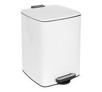 Harbour Housewares 20L Square Stainless Steel Pedal Bin - White Soft Close Kitchen Trash Can with Foot Pedal, Removable Inner Bucket, Hands Free Rubbish Bin for Home, Office, Utility Room