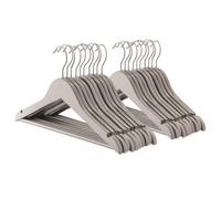 Harbour Housewares Wooden Coat Hangers - Grey - 20x Kids Clothes Hangers with Round Trouser Bar and Non Slip Shoulder Notches for Jacket, Suit, Jumper, Dress Wardrobe Storage