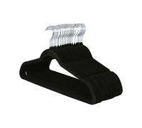 Harbour Housewares 25X Velvet Hangers - Black Non-Slip Coat Hangers With Trouser Bar Clothes Bar With 360 Degree Swivel Hook