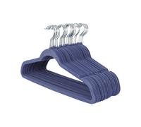 Harbour Housewares Velvet Hangers - 45cm - 25x - Blue Non-Slip Coat Hangers with Trouser Bar Clothes Bar 360 Degree Swivel Hook Wardrobe Organiser for Suit & Shirt, Trouser