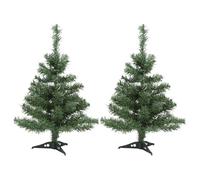 Harbour Housewares 2ft Artificial Christmas Trees 58cm Mini Xmas Tree 2pk | Mini Christmas Trees, Tabletop Xmas Trees, Small Festive Decorations, Flexible Branches, Stable Stands, Green Fir Foliage