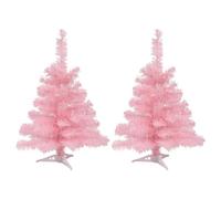 Harbour Housewares 2ft Artificial Christmas Trees Mini Xmas Tree Pink 2pk | Mini Christmas Trees, 58cm Tabletop Xmas Trees, Small Festive Decorations, Pink Fir Foliage, Flexible Branches, Stable Stand