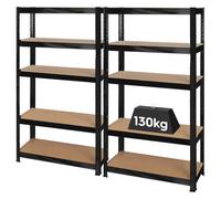 Harbour Housewares 2Pc 5-Tier Steel Garage Shelving Unit - Black Boltless Assembly, Heavy Duty Modular Garage Storage Racking
