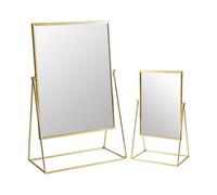 Harbour Housewares 2Pc Dressing Table Mirror Set - Gold - Makeup Tabletop Cosmetic Bathroom Mirror