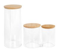 Harbour Housewares 2Pc Twin Reusable Plastic Bathroom Canister Set With Bamboo Lid