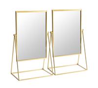 Harbour Housewares 2x 39cm Rectangle Makeup Mirrors - Dressing Table Tabletop Cosmetic Bathroom Mirror in Gold | Size: 2x 39 cm Harbour Housewares Gold 2x 39 cm