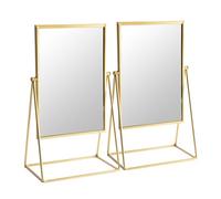 Harbour Housewares 2X 39Cm Rectangle Makeup Mirrors - Gold - Dressing Table Tabletop Cosmetic Bathroom Mirror